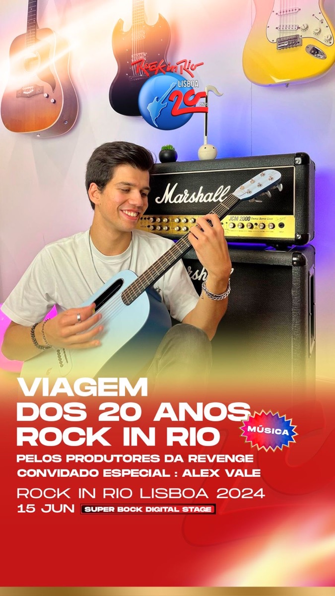 Postagem oficial do Rock in Rio Lisboa 2024 anunciando Alex Vale como convidado especial